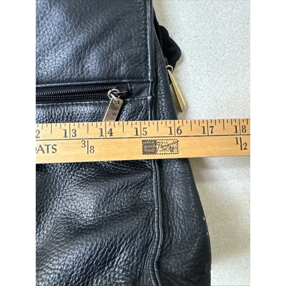 Valerie Stevens Organizer Black Leather Brief Case/Shoulder Bag/Laptop Bag